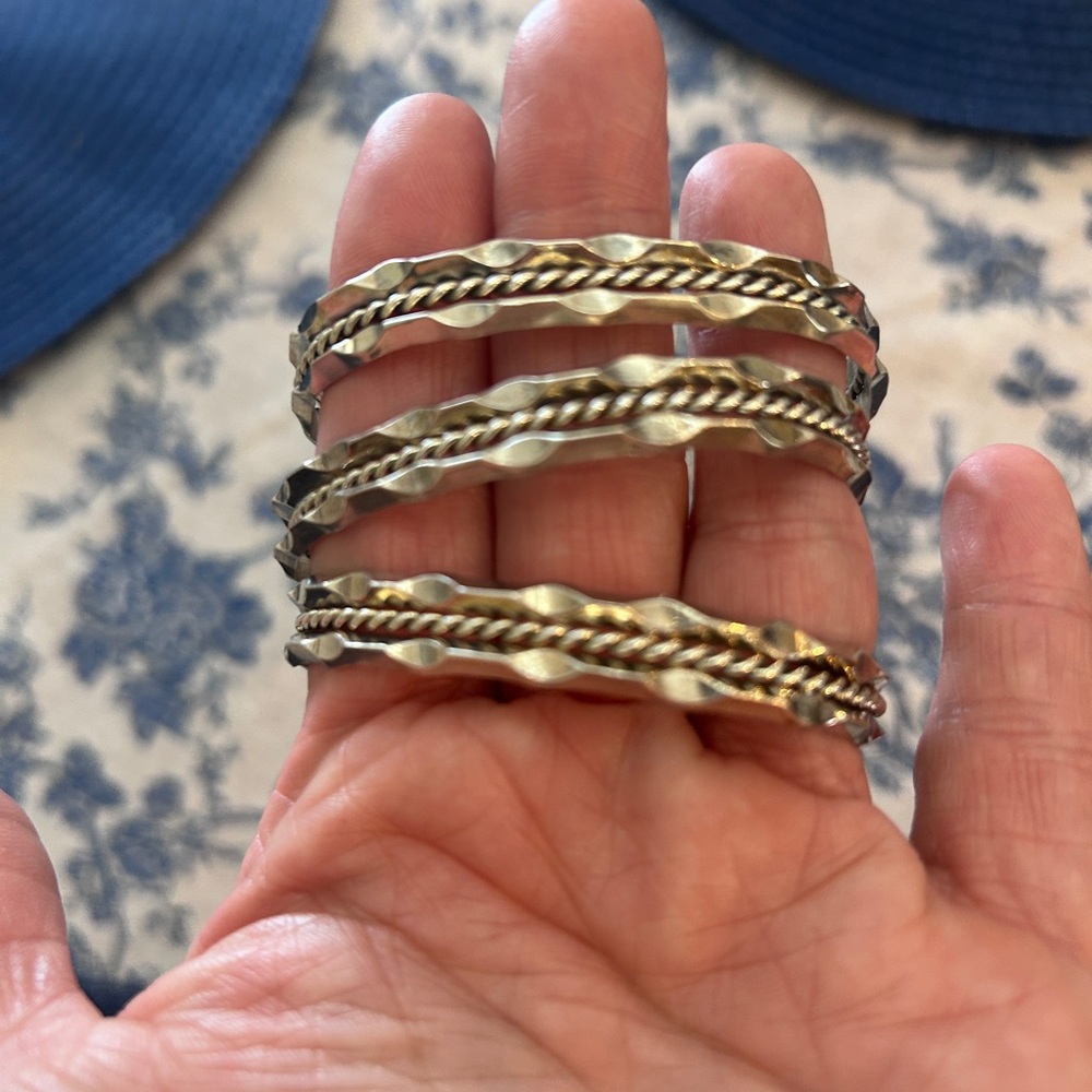 THREE Navajo Native American Cuff Bracelets - Picture 12 of 13